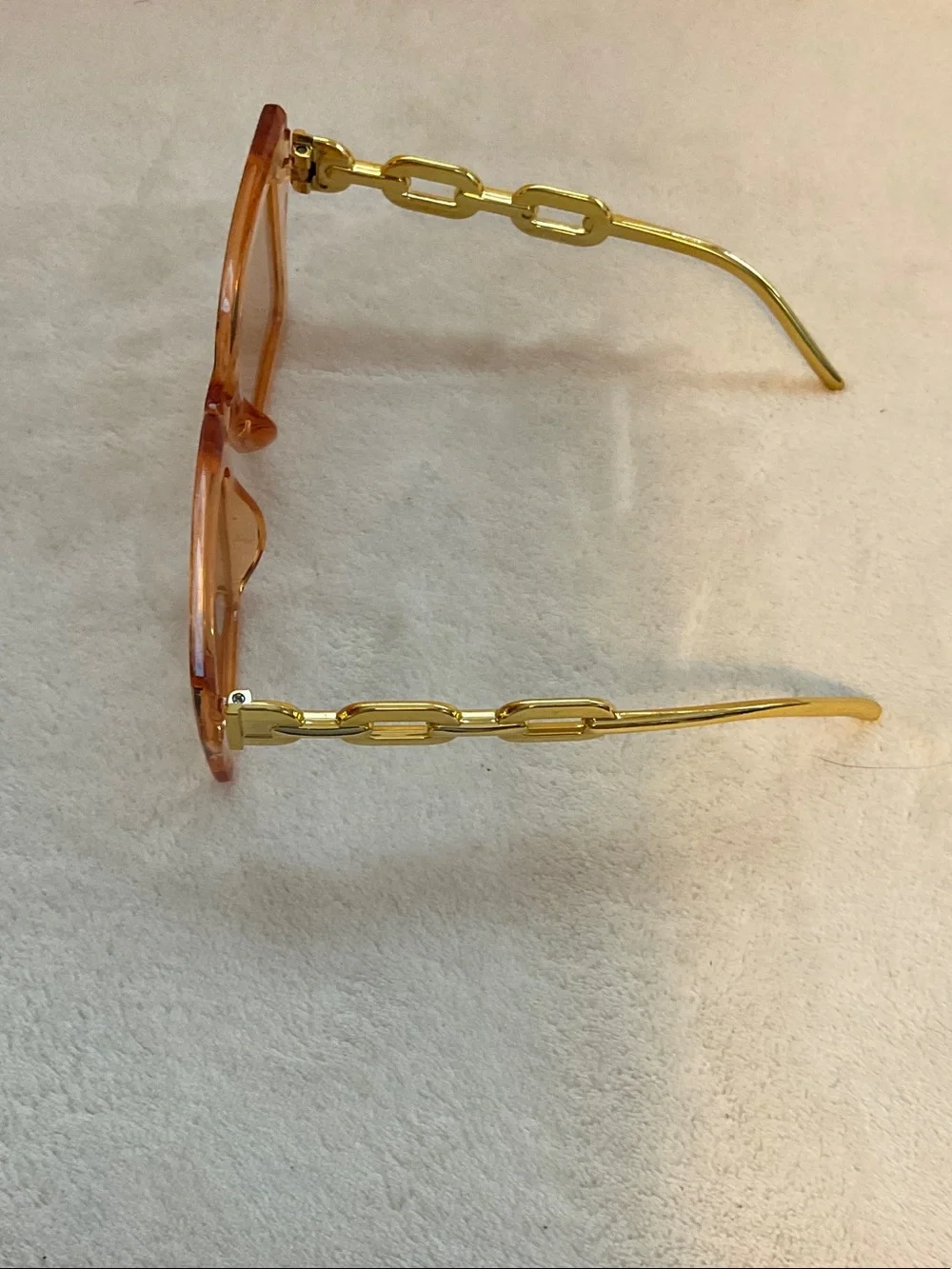 Women's Orange-Tinted Square Sunglasses with Gold Arms